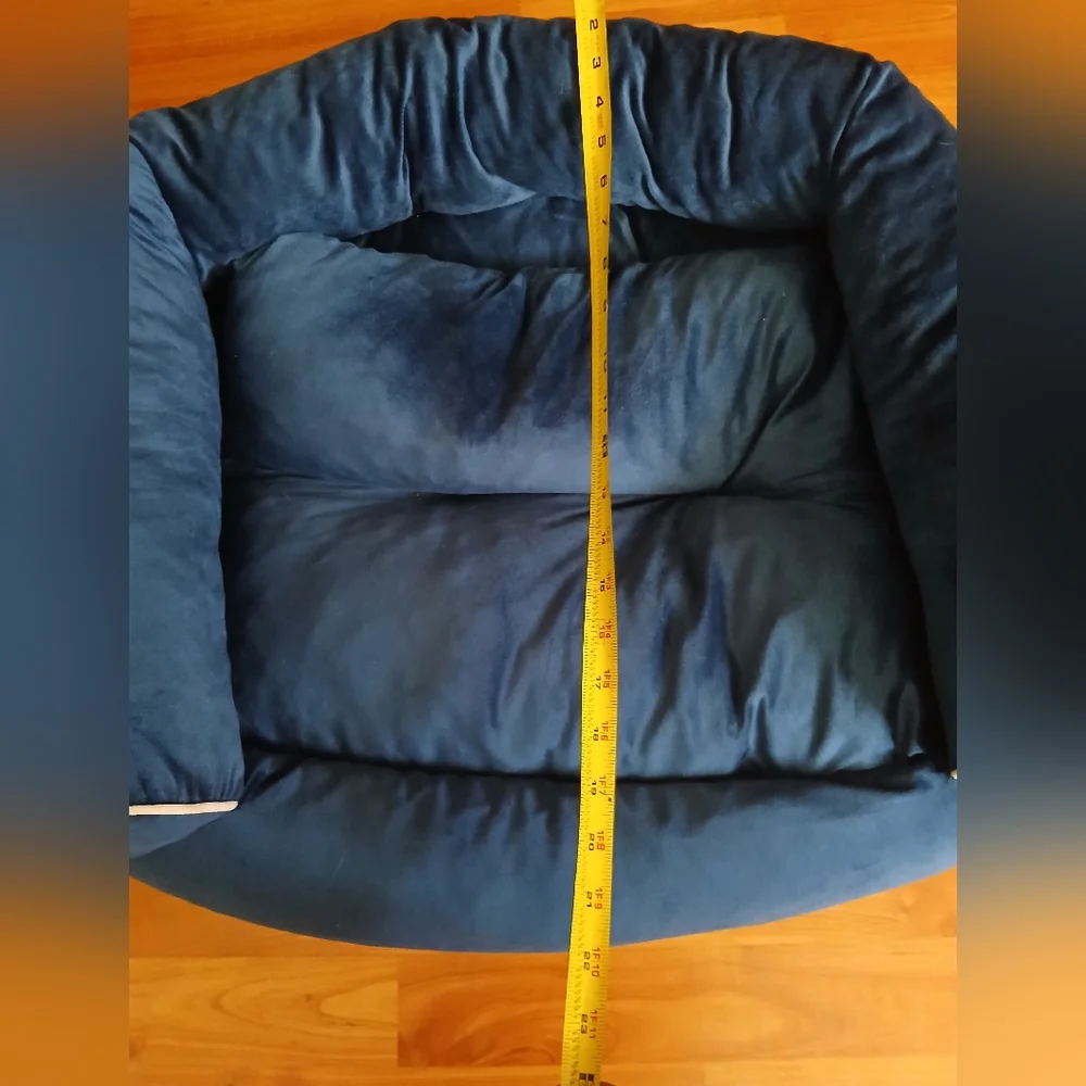 Luxurious Blue Velvet Dog Pet Lounge Bed New Xl
